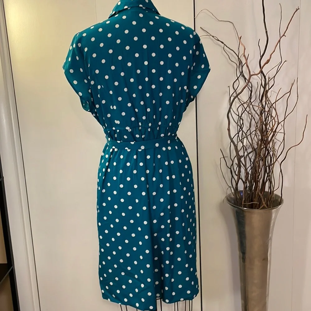 Motherhood Maternity short sleeve button down Polka dot dress with tie i… - Picture 5 of 8